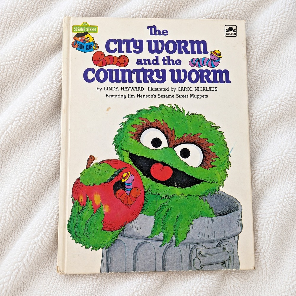 Sesame Street Oscar the Grouch City Worm Country Worm HC 1983 Golden Press